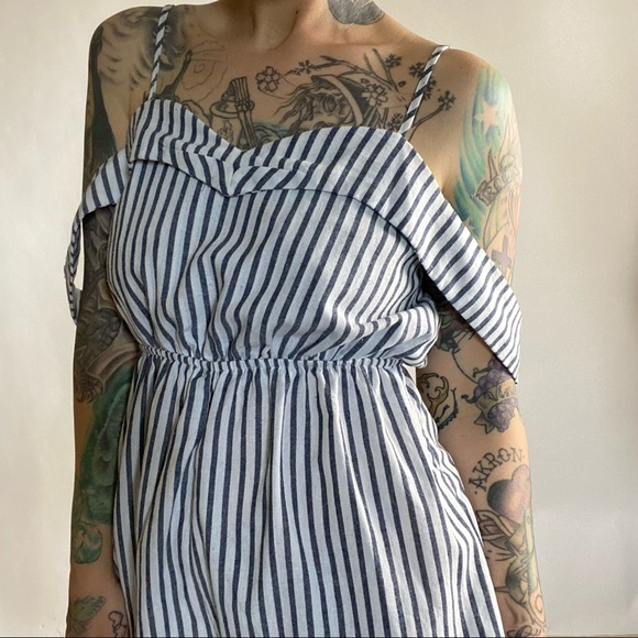 SEEK the LABEL Striped Cotton Romper blue Small - Picture 3 of 10